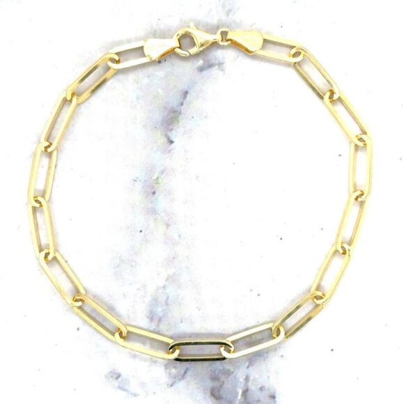 14K Yellow Gold 4 MM Lobster Claw 7.25-inch Specialty Chain Minimalist Bracelet - Picture 1 of 10